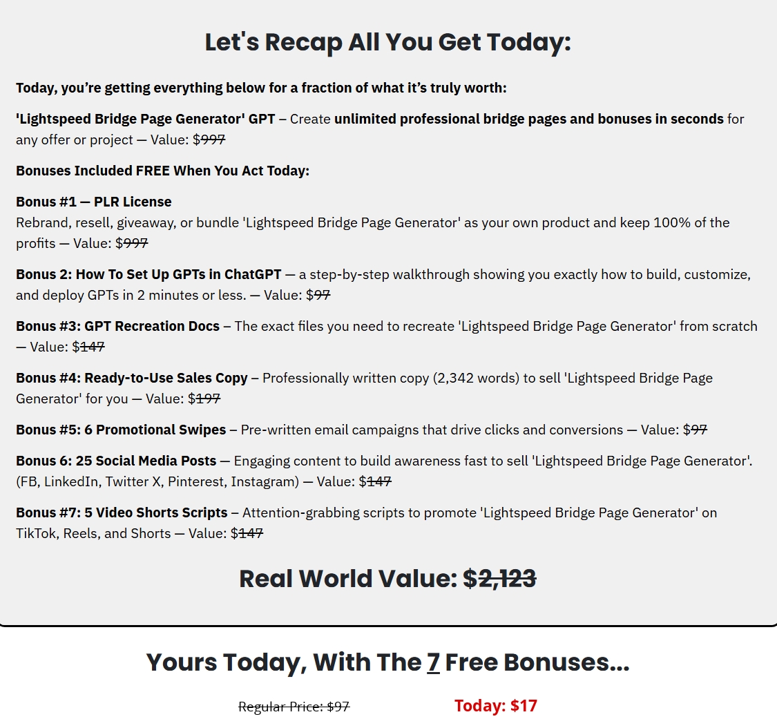 Lightspeed Bridge Page Generator Review